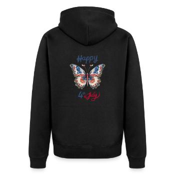Happy 4 th of july 4500 5400 px - Unisex Premium Bio Zip Hoodie - Schwarz - Hinten - Nico (187cm)