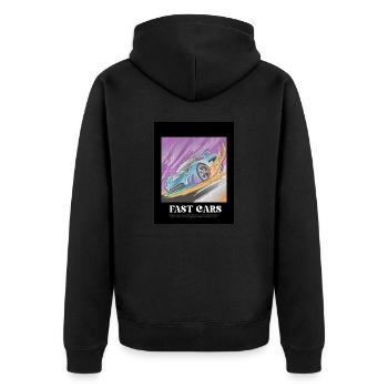 Sportcar - Unisex Premium Bio Zip Hoodie - Schwarz - Hinten - Nico (187cm)