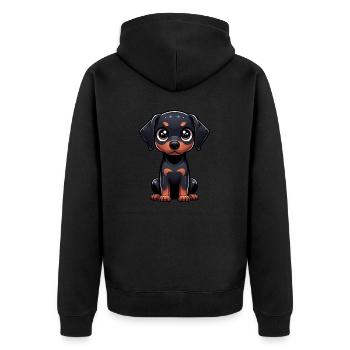 Illustration numérique de doberman mignon - Veste à capuche bio Premium Unisexe - noir - Dos - Nico (187cm)