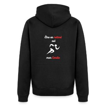 Être en retard est mon cardio : Cardio Humour - Veste à capuche bio Premium Unisexe - noir - Dos - Nico (187cm)