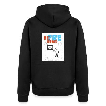 Darstellen. Zeigen Sie sich von Ihrer guten Seite. - Unisex Premium Bio Zip Hoodie - Schwarz - Hinten - Nico (187cm)