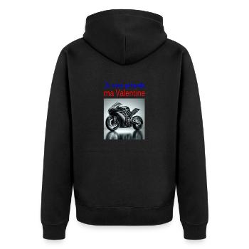 Je vous présente ma Valentine - Veste à capuche bio Premium Unisexe - noir - Dos - Nico (187cm)
