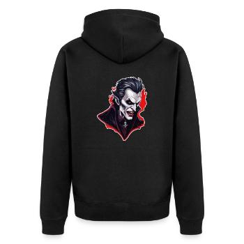 Vampir / Dracula / Blutsauger / Halloween / Mythos - Unisex Premium Bio Zip Hoodie - Schwarz - Hinten - Nico (187cm)