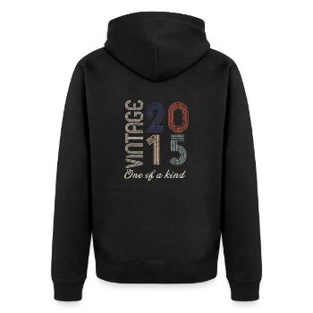 9th Anniversary 2015 - Vintage Retro Gift Idea - Unisex Premium Organic Zip Hoodie - black - Back - Nico (187cm)