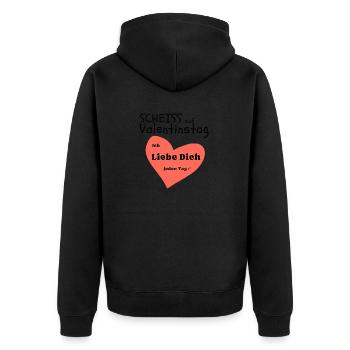 Valentinstag liebe Beziehung - Unisex Premium Bio Zip Hoodie - Schwarz - Hinten - Nico (187cm)