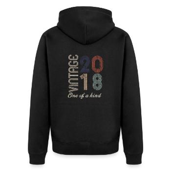 6e anniversaire 2018 - idée cadeau rétro Vintage - Veste à capuche bio Premium Unisexe - noir - Dos - Nico (187cm)