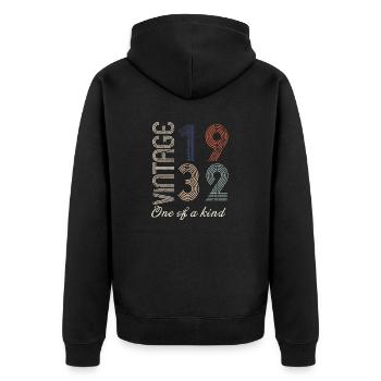 92nd Birthday 1932 - Vintage Retro Gift Idea - Unisex Premium Organic Zip Hoodie - black - Back - Nico (187cm)