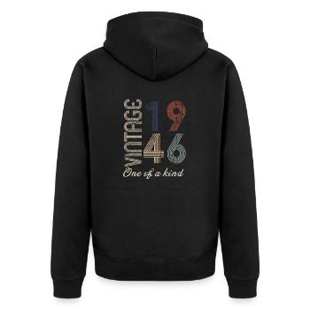 78th Birthday 1946 - Vintage Retro Gift Idea - Unisex Premium Organic Zip Hoodie - black - Back - Nico (187cm)