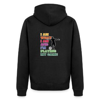 Football love. Football My Game. - Unisex Premium Organic Zip Hoodie - black - Back - Nico (187cm)