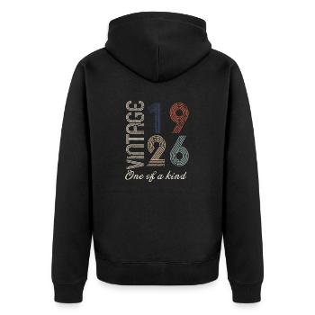 98th Birthday 1926 - Vintage Retro Gift Idea - Unisex Premium Organic Zip Hoodie - black - Back - Nico (187cm)