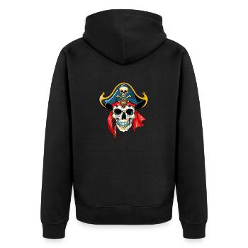Skull Pirate - Unisex Premium Organic Zip Hoodie - black - Back - Nico (187cm)