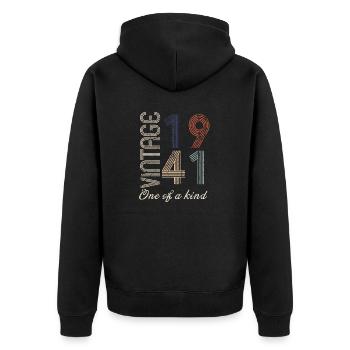 83. Geburtstag 1941 - Vintage Retro Geschenkidee - Unisex Premium Bio Zip Hoodie - Schwarz - Hinten - Nico (187cm)