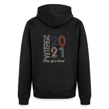 3rd Anniversary 2021 - Vintage Retro Gift Idea - Unisex Premium Organic Zip Hoodie - black - Back - Nico (187cm)