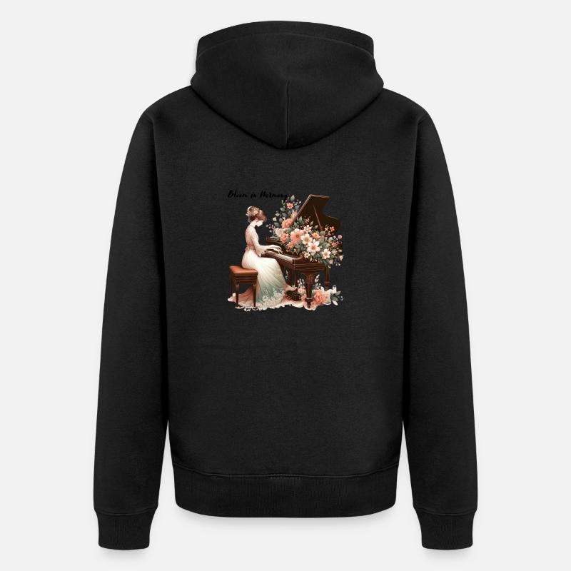 Bloom in Harmony - Unisex Premium Bio Zip Hoodie - Schwarz
