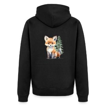 Fuchs im Wald - Unisex Premium Bio Zip Hoodie - Schwarz - Hinten - Nico (187cm)