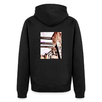 Duisburg Industrieruinen - Unisex Premium Bio Zip Hoodie - Schwarz - Hinten - Nico (187cm)