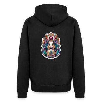 Kunstvoller Osterhase 3 - Unisex Premium Bio Zip Hoodie - Schwarz - Hinten - Nico (187cm)