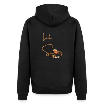 Liebe auf den ersten Spritz - Unisex Premium Bio Zip Hoodie - Schwarz - Hinten - Nico (187cm)