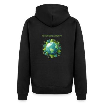 Climate Protection Earth - Unisex Premium Organic Zip Hoodie - black - Back - Nico (187cm)
