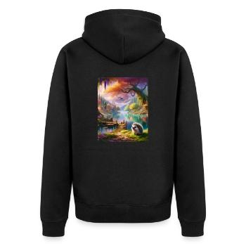 WaldLaune - Unisex Premium Bio Zip Hoodie - Schwarz - Hinten - Nico (187cm)