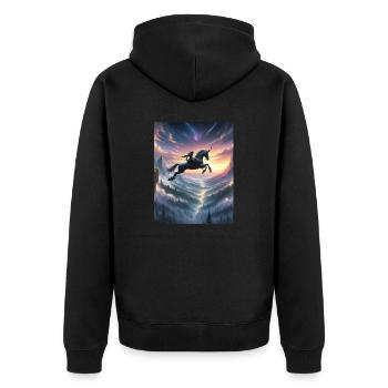 Dämmerungsreiter - Unisex Premium Bio Zip Hoodie - Schwarz - Hinten - Nico (187cm)