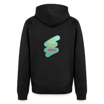 enjoy every moment - Unisex Premium Bio Zip Hoodie - Schwarz - Hinten - Nico (187cm)