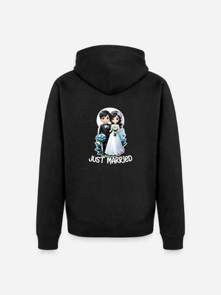 Just Married - For Wedding - Unisex Premium Organic Zip Hoodie - black