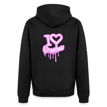 I Love Grandma Oma Liebe Graffiti Großmutter - Unisex Premium Bio Zip Hoodie - Schwarz - Hinten - Nico (187cm)