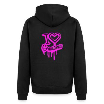 I Love Grandma Oma Liebe Graffiti Großmutter - Unisex Premium Bio Zip Hoodie - Schwarz - Hinten - Nico (187cm)