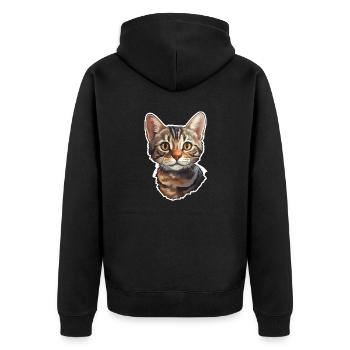 British Shorthair Cat Head - Unisex Premium Organic Zip Hoodie - black - Back - Nico (187cm)