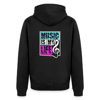 Music Is My Life Musik Ist Mein Leben Liebe Spruch - Unisex Premium Organic Zip Hoodie - black - Back - Nico (187cm)