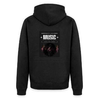 Musik 5 - Unisex Premium Bio Zip Hoodie - Schwarz - Hinten - Nico (187cm)
