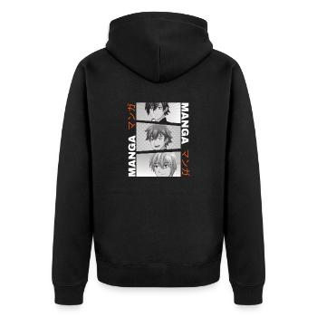 manga japonais otaku, manga design,manga - Veste à capuche bio Premium Unisexe - noir - Dos - Nico (187cm)