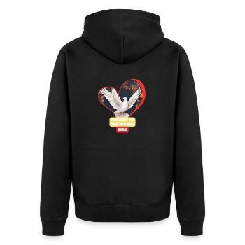 Frieden ist der wahre Sieg ! - Unisex Premium Bio Zip Hoodie - Schwarz - Hinten - Nico (187cm)