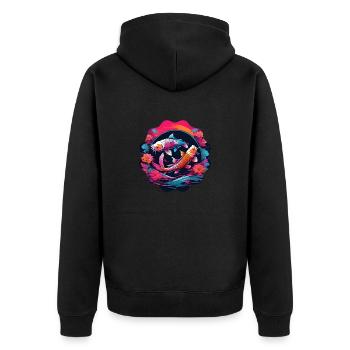 Koi Karpfen - Unisex Premium Bio Zip Hoodie - Schwarz - Hinten - Nico (187cm)