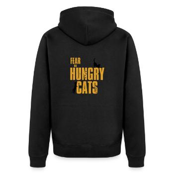 Fear The hungry Cats - Unisex Premium Bio Zip Hoodie - Schwarz - Hinten - Nico (187cm)