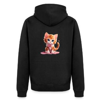 Süßes Kätzchen - Unisex Premium Bio Zip Hoodie - Schwarz - Hinten - Nico (187cm)