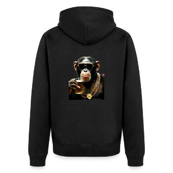 Be cool! - Unisex Premium Bio Zip Hoodie - Schwarz - Hinten - Nico (187cm)