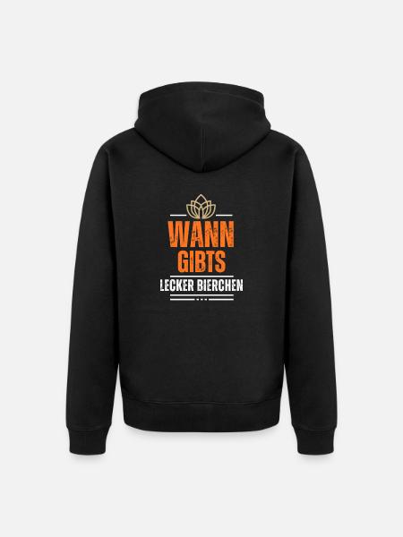 Wann gibt's Lecker Bierchen - Unisex Premium Bio Zip Hoodie - Schwarz