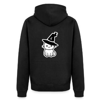 Chat sorcière d'halloween noir et blanc - Veste à capuche bio Premium Unisexe - noir - Dos - Nico (187cm)