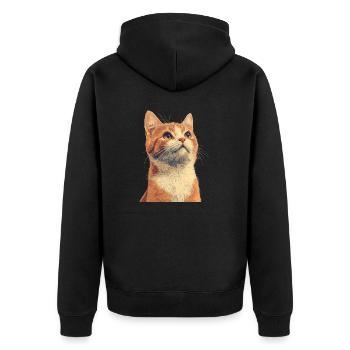 Süße Ingwerkatze - Unisex Premium Bio Zip Hoodie - Schwarz - Hinten - Nico (187cm)