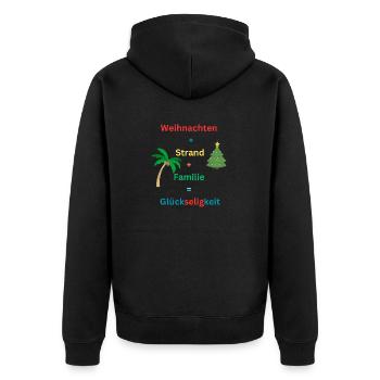 Weihnachten Strand Familie, Lustiges Weihnachten - Unisex Premium Bio Zip Hoodie - Schwarz - Hinten - Nico (187cm)