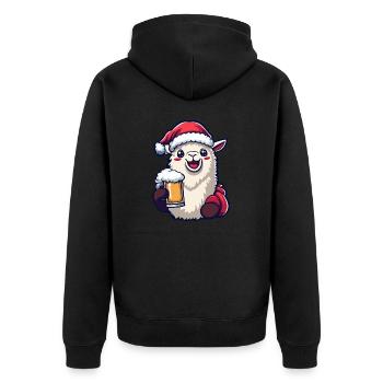 Alpaca Llama Christmas Beer - Unisex Premium Organic Zip Hoodie - black - Back - Nico (187cm)