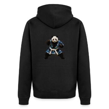 Sportlicher Panda - Unisex Premium Bio Zip Hoodie - Schwarz - Hinten - Nico (187cm)