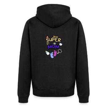Super Mom - Liebevolle Mutter mit Baby Icons - Unisex Premium Bio Zip Hoodie - Schwarz - Hinten - Nico (187cm)