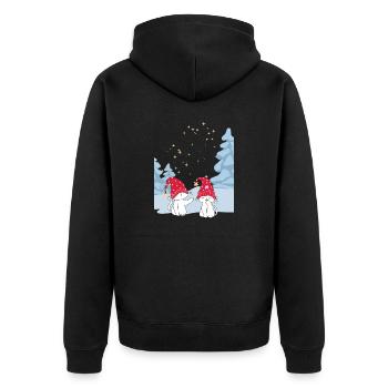 Sweet Winter Cats Love - Cat Love in the Snow - Unisex Premium Organic Zip Hoodie - black - Back - Nico (187cm)