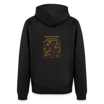 Wenn Plan A scheitert png - Unisex Premium Bio Zip Hoodie - Schwarz - Hinten - Nico (187cm)