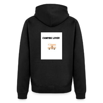 I love Camping - Unisex Premium Bio Zip Hoodie - Schwarz - Hinten - Nico (187cm)