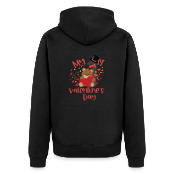 xoxo love you amore Blumen Frauen Valentinstag 14 - Unisex Premium Bio Zip Hoodie - Schwarz - Hinten - Nico (187cm)