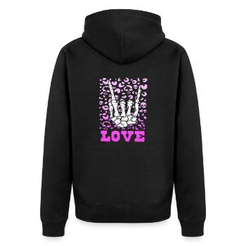 xoxo love you amore Blumen Frauen Valentinstag 14 - Unisex Premium Bio Zip Hoodie - Schwarz - Hinten - Nico (187cm)
